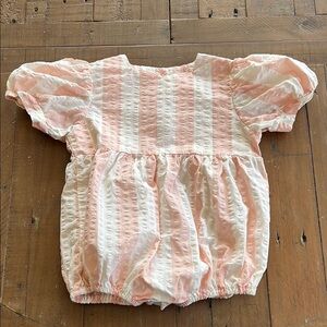 Anne Shirley Boutique Pink and White Striped texture Short Romper